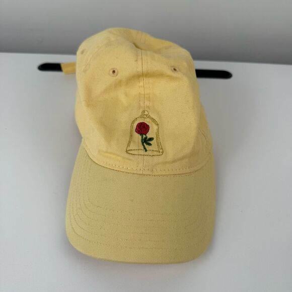 Beauty And The Beast Curved Bill 100% Adjustable Hat Disney Parks Yellow - Picture 1 of 7